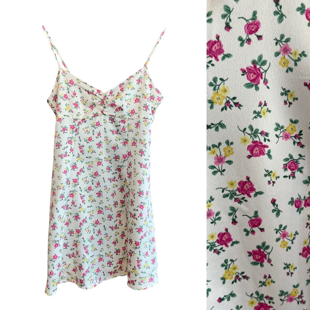 Aeropostale Slip Dress Babydoll Size S Floral Cami Cottagecore Coquette W/Flaws
